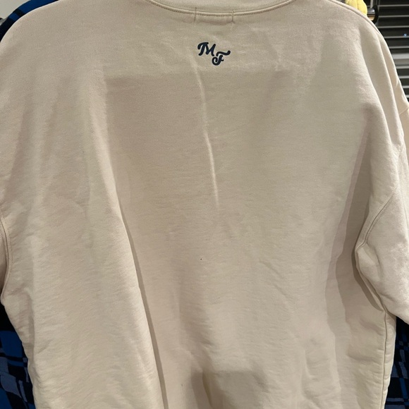 The Mayfair just be nice Cream and Navy Graphic Sweater small medium NWOT - Picture 4 of 4